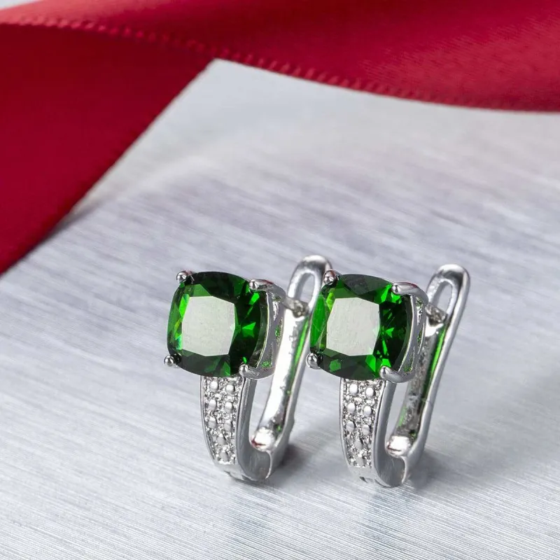Green Crystal & Cubic Zirconia Huggie Earrings made by Zulily