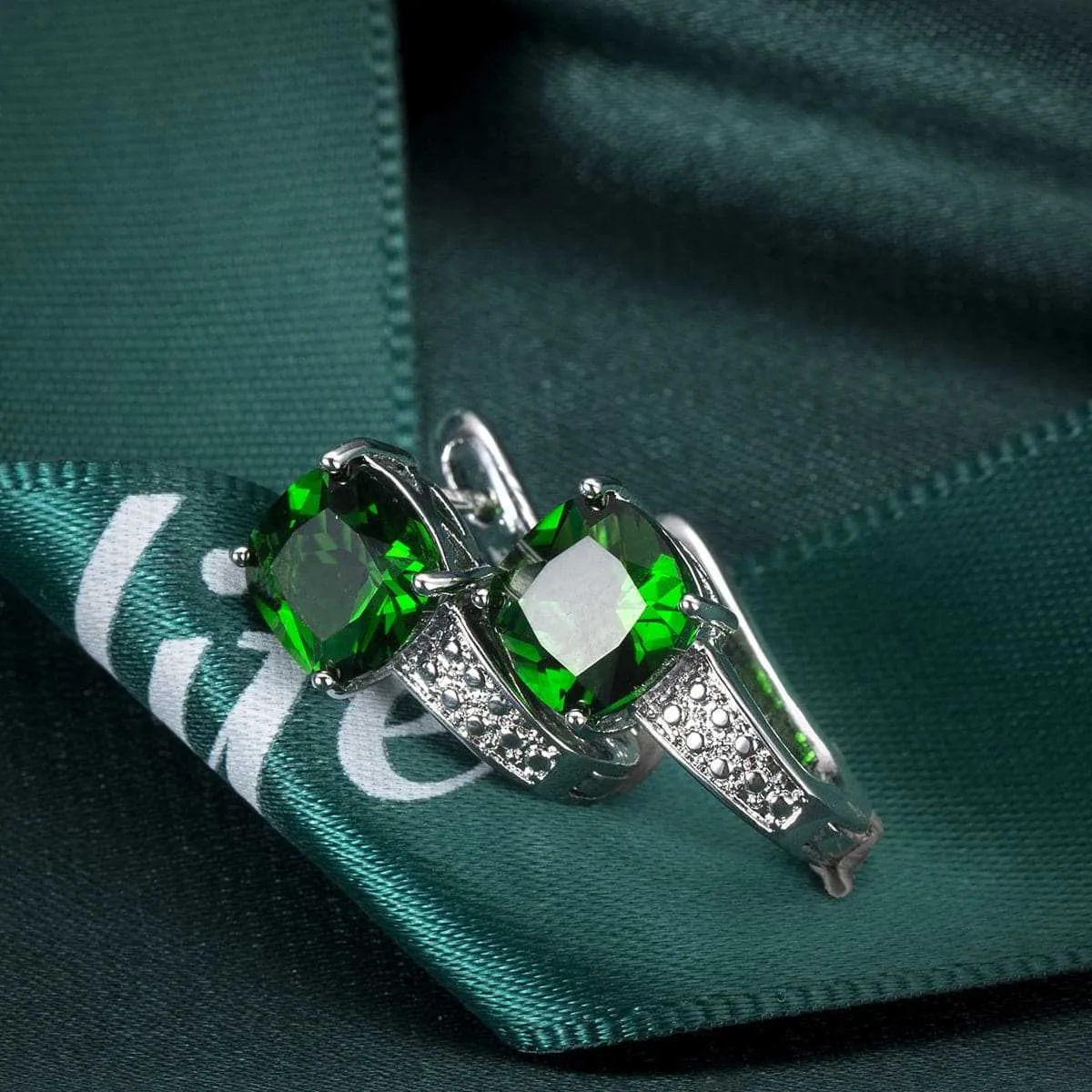 Green Crystal & Cubic Zirconia Huggie Earrings sold by Zulily product image thumbnail 2