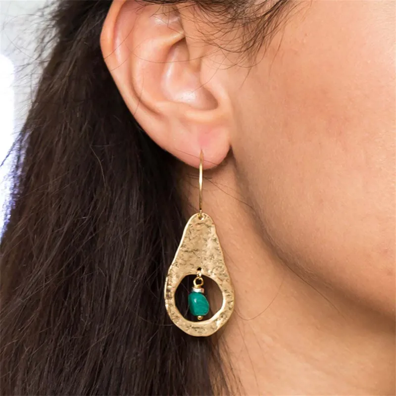 Green Resin & Goldtone Avocado-Shape Drop Earrings made by Zulily