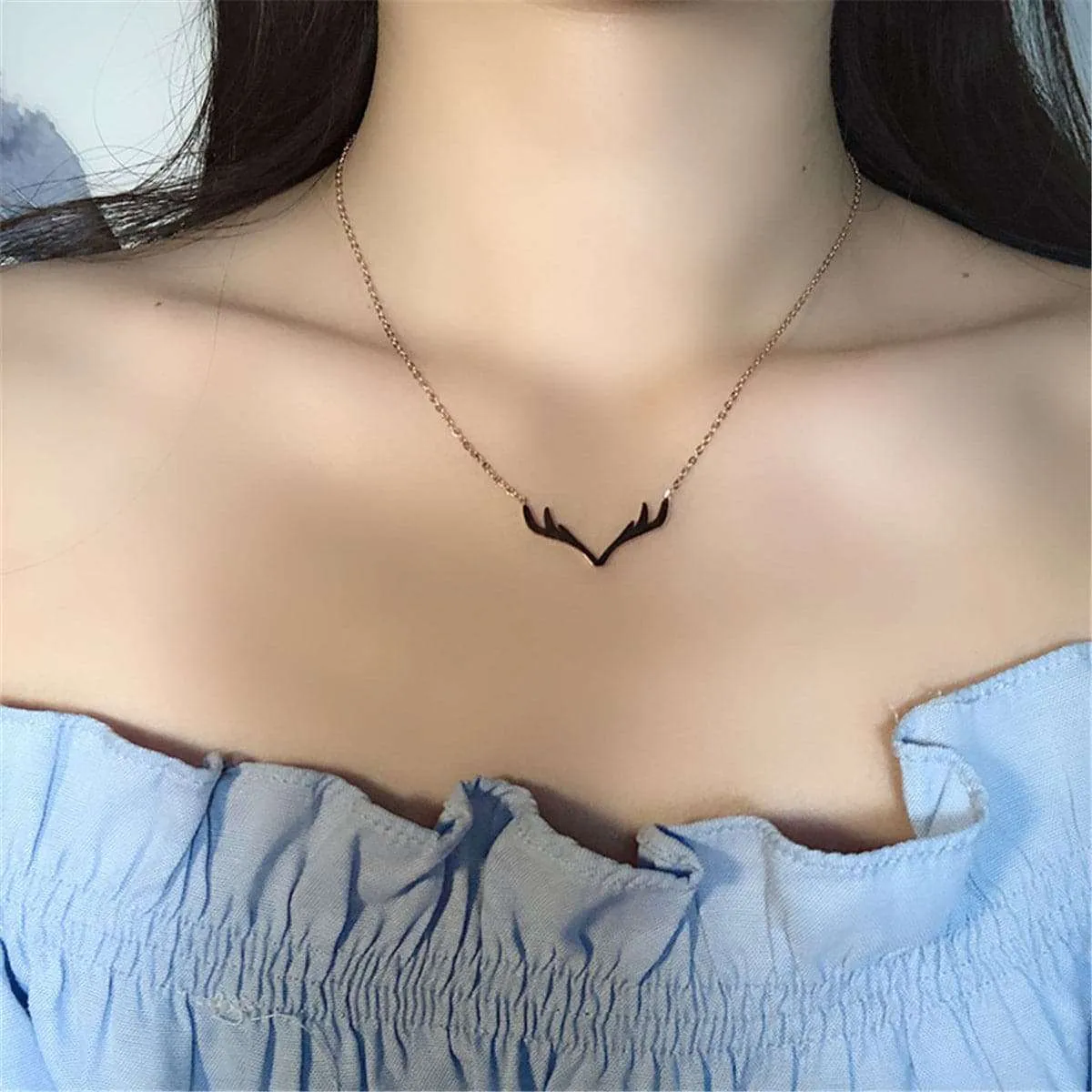 Rose Goldtone Antler Pendant Necklace sold by Zulily product image thumbnail 2