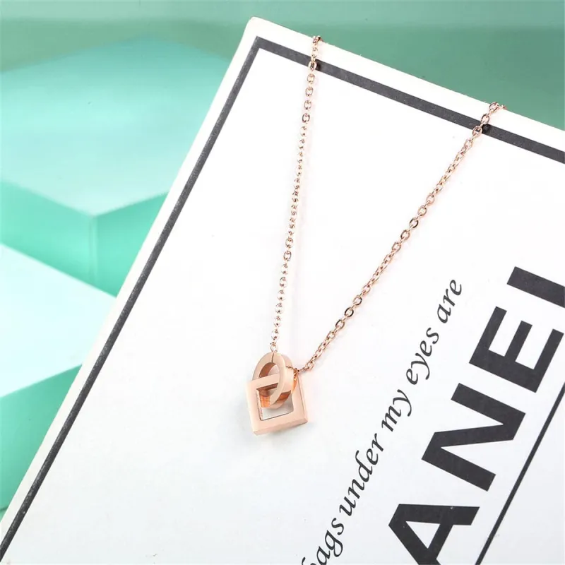 Rose Goldtone Open Square & Circle Pendant Necklace made by Zulily