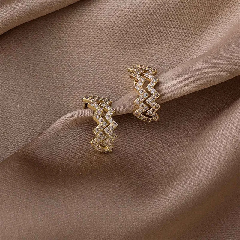 Cubic Zirconia & Goldtone Wave Ear Cuffs made by Zulily