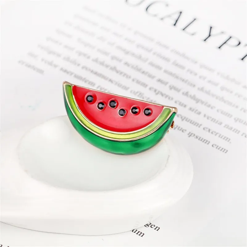 Cubic Zirconia & Red Enamel Watermelon Brooch made by Zulily