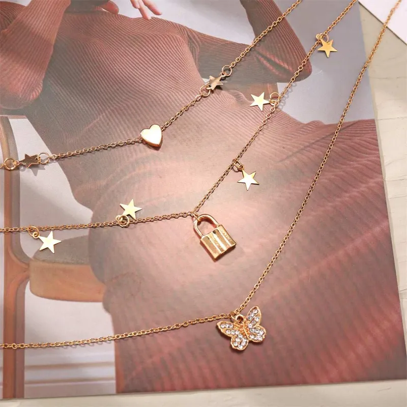 Cubic Zirconia & Goldtone Butterfly Layered Pendant Necklace made by Zulily