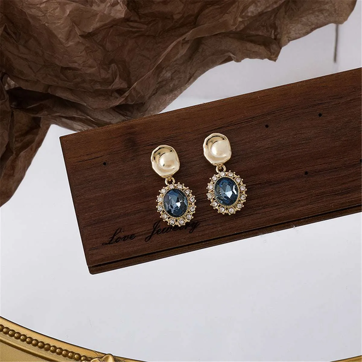 Blue Crystal & Cubic Zirconia Goldtone Oval Drop Earrings sold by Zulily product image thumbnail 2