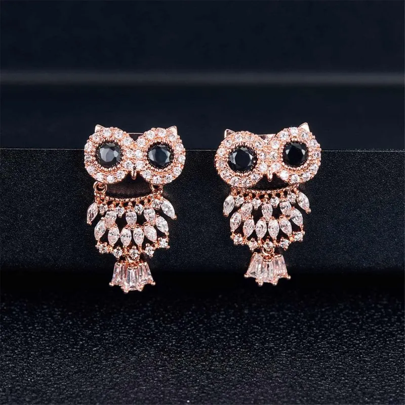 Crystal & Cubic Zirconia Owl Dangle Earrings made by Zulily