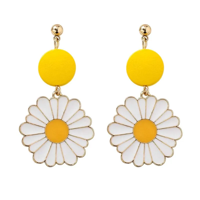 White & Yellow Mum Drop Earrings made by Zulily