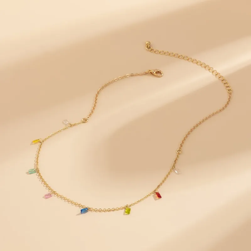 Rainbow Crystal & Goldtone Station Necklace made by Zulily
