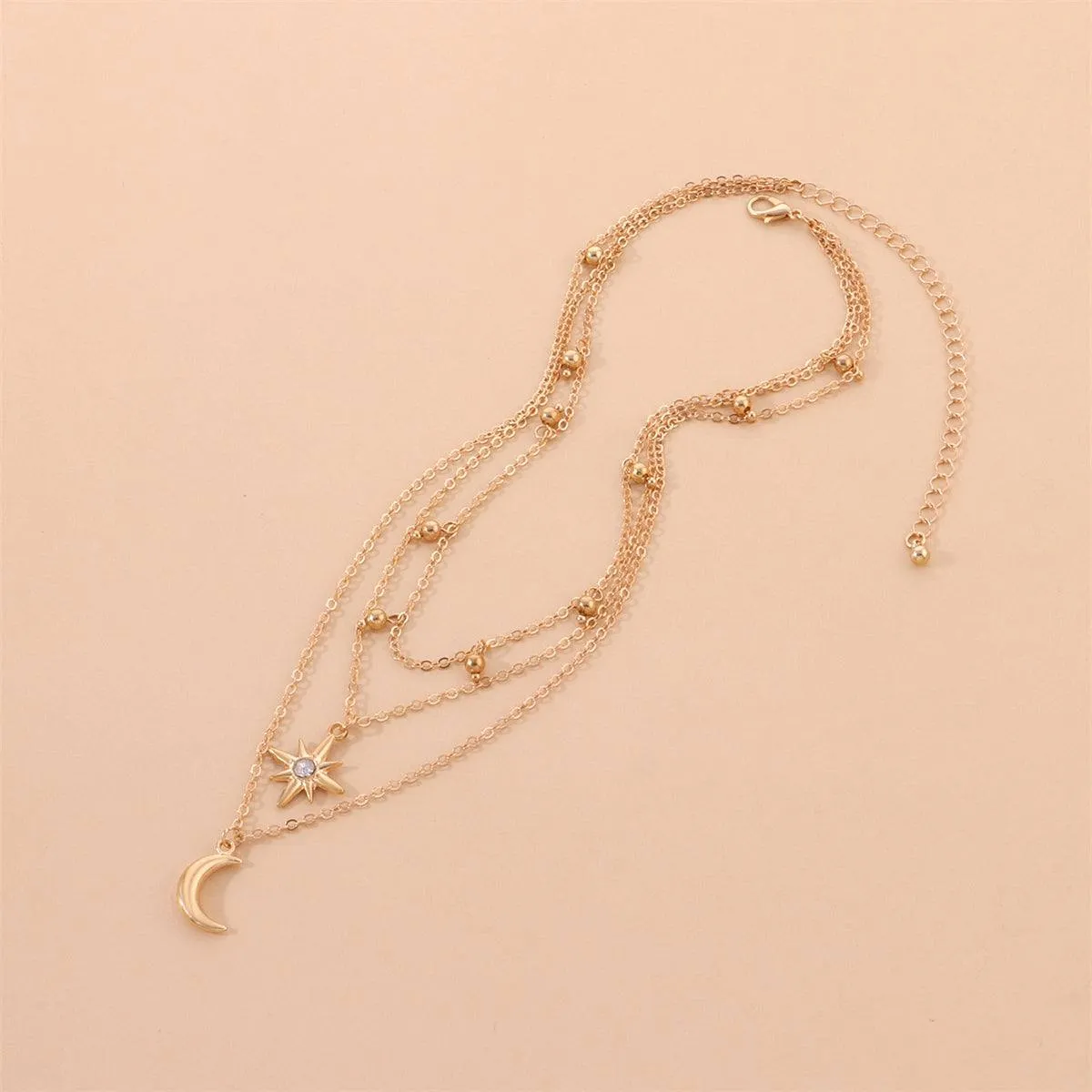 Cubic Zirconia & Goldtone Stars Moon Layered Pendant Necklace sold by Zulily product image thumbnail 2