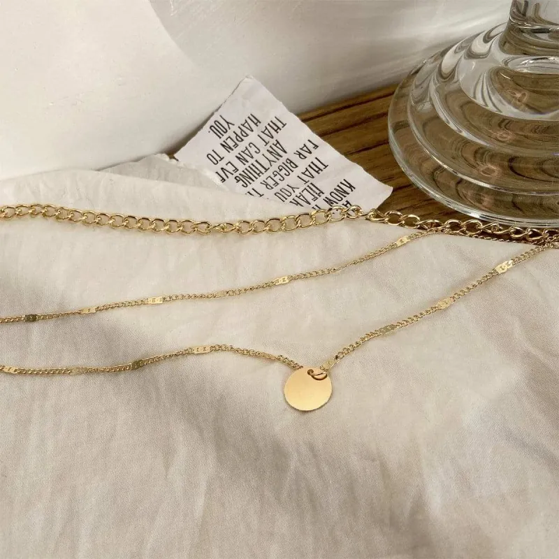 Goldtone Coin Curb Chain Layered Pendant Necklace made by Zulily