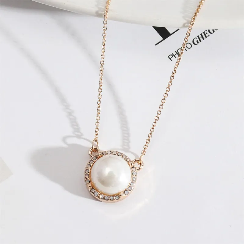 Pearl & Cubic Zirconia Goldtone Halo Round Pendant Necklace made by Zulily