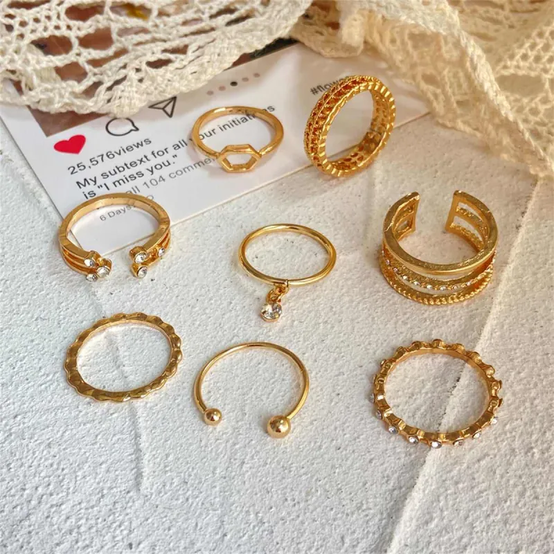 Cubic Zirconia & Goldtone Openwork Bypass Ring Set made by Zulily