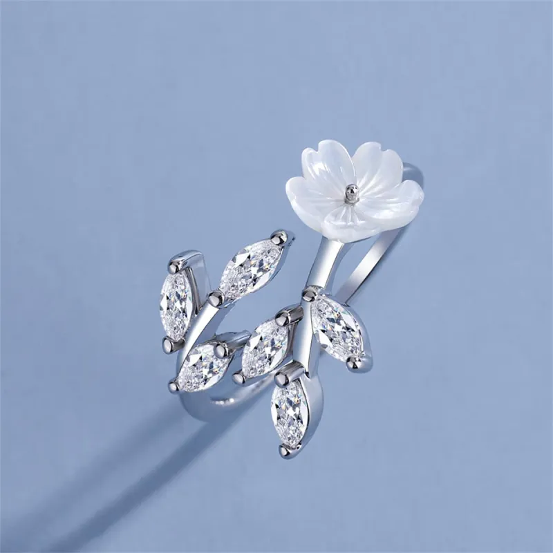 Crystal & Shell Silvertone Rattan Flower Bypass Ring made by Zulily