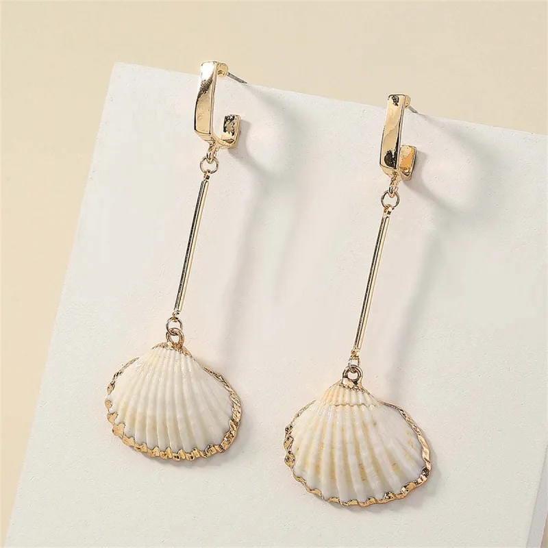 White Shell & Goldtone Drop Earrings made by Zulily