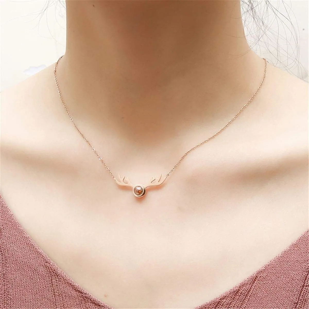 Crystal & Rose Goldtone Antlers Pendant Necklace sold by Zulily product image thumbnail 2