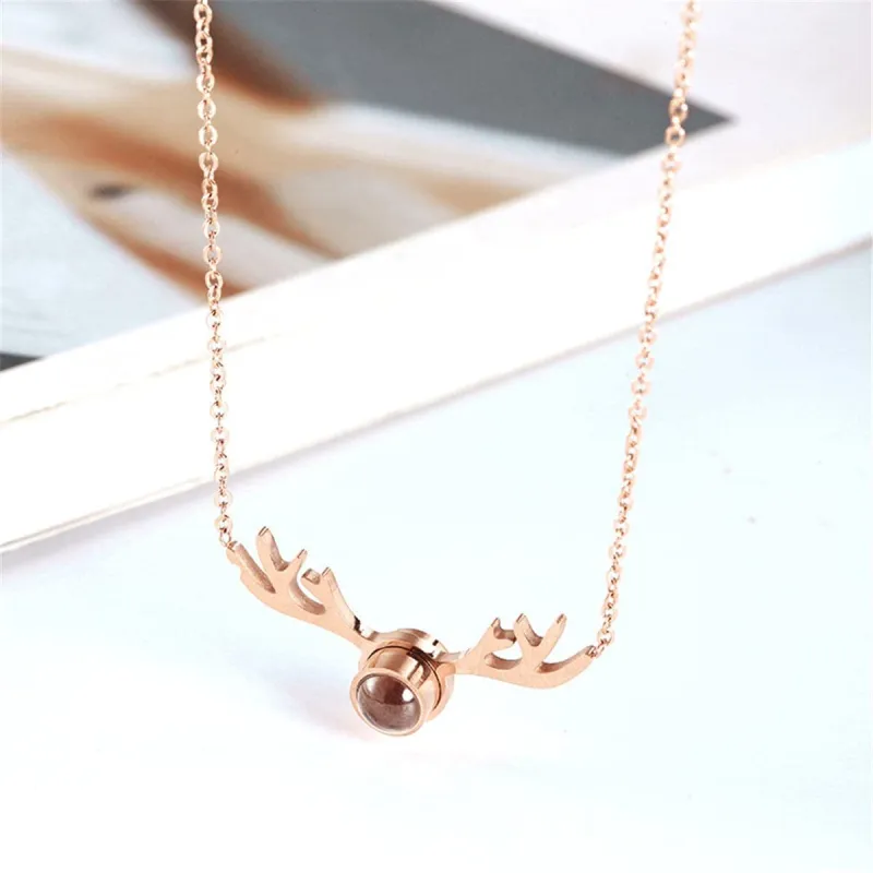 Crystal & Rose Goldtone Antlers Pendant Necklace made by Zulily