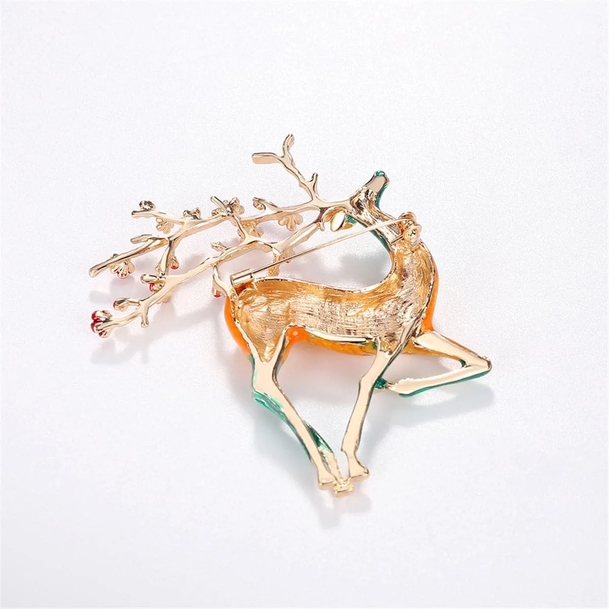 Yellow & Teal Enamel Goldtone Deer Brooch sold by Zulily product image thumbnail 3