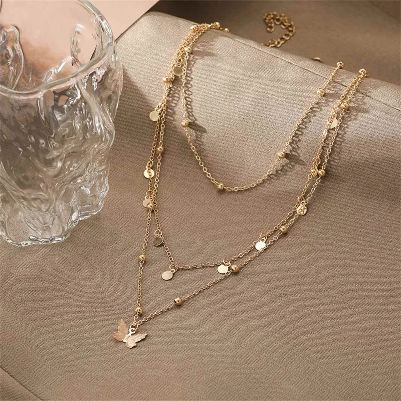 Goldtone Butterfly Layered Station Necklace made by Zulily