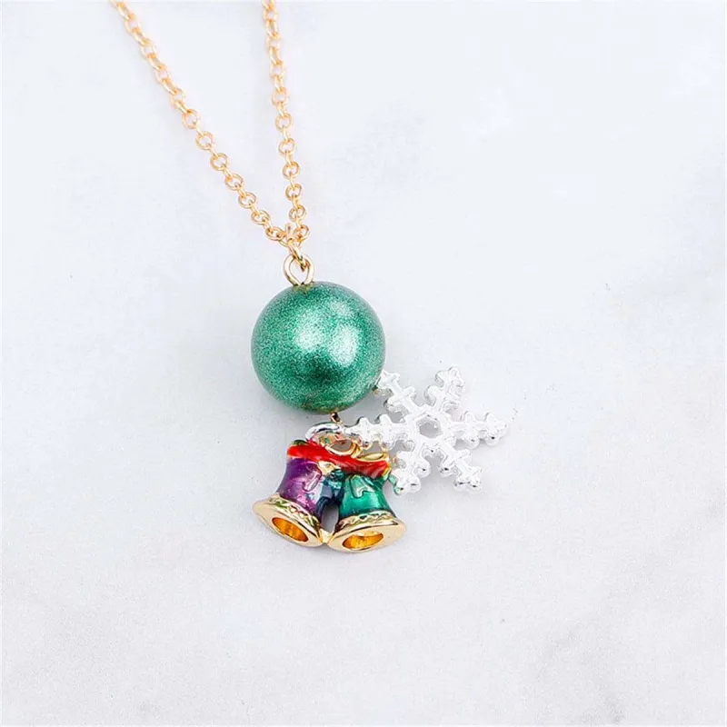 Green & Goldtone Snowflake Bells Pendant Necklace made by Zulily