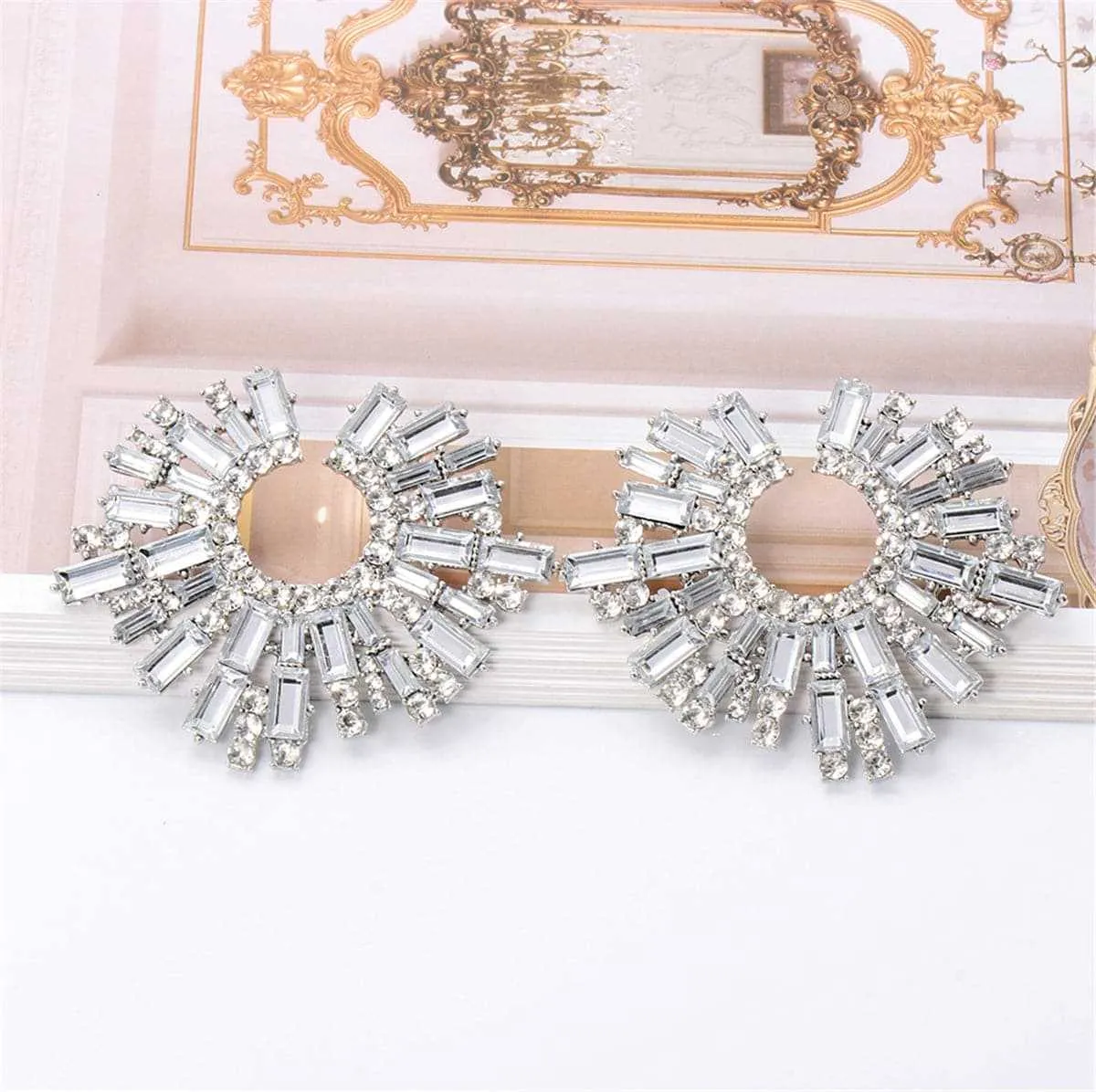 Cubic Zirconia & Silvertone Abstract Stud Earrings sold by Zulily product image thumbnail 2