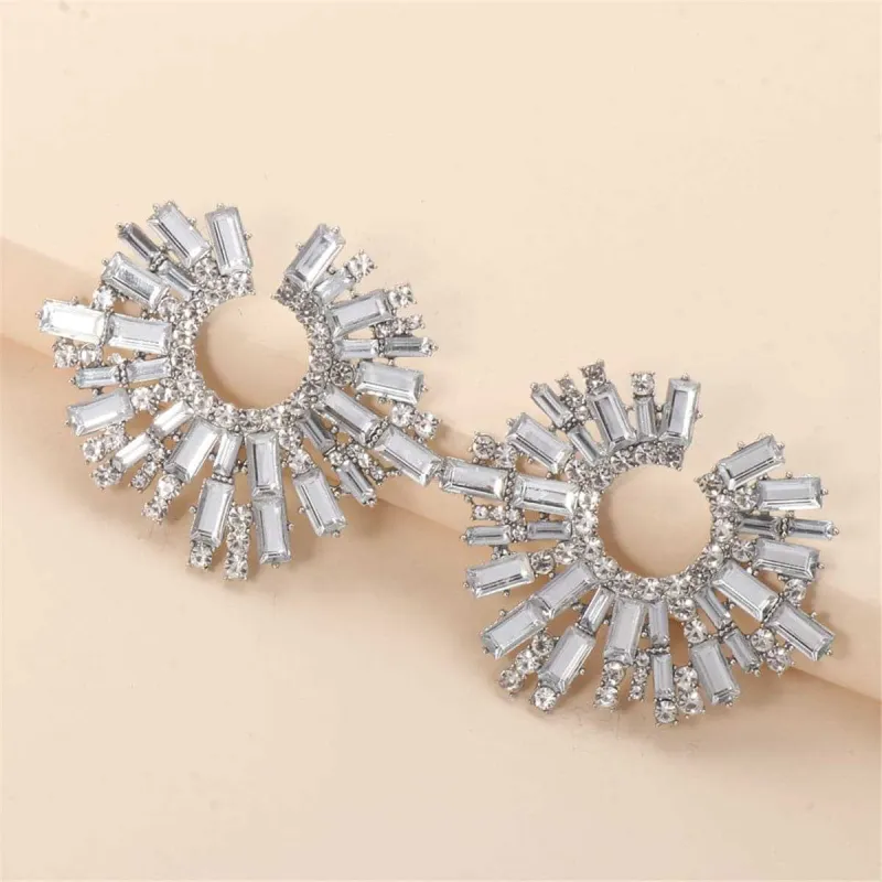 Cubic Zirconia & Silvertone Abstract Stud Earrings made by Zulily