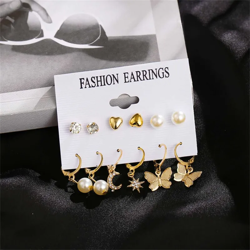 Pearl & Cubic Zirconia Goldtone Celestial Butterfly Earrings Set made by Zulily