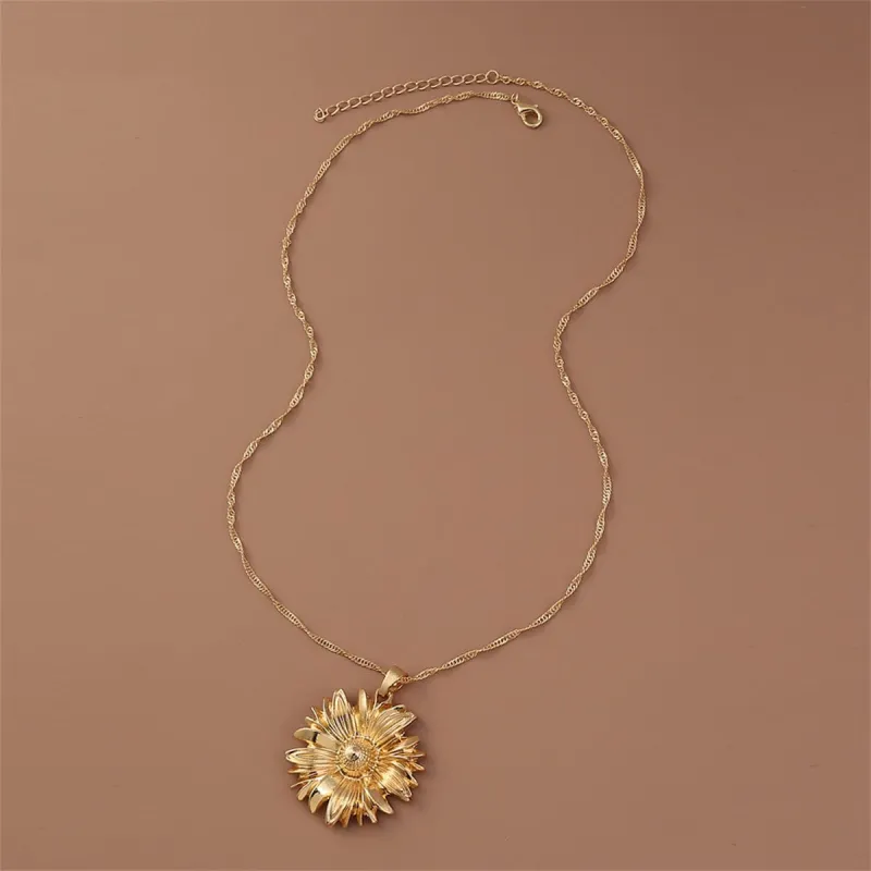 Goldtone Mum Pendant Necklace made by Zulily