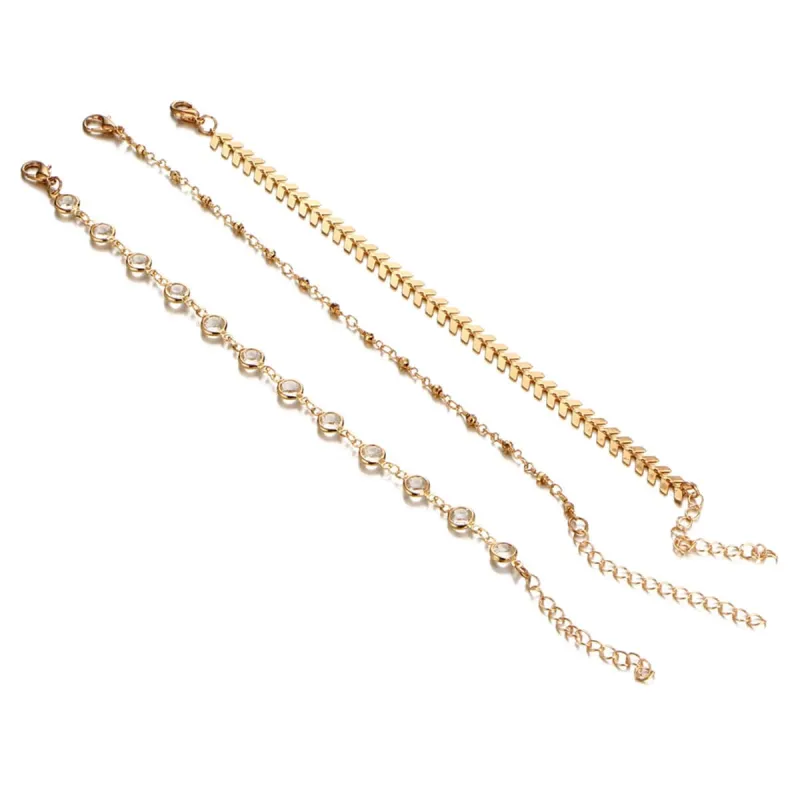 Crystal & Goldtone Station Anklet Set made by Zulily
