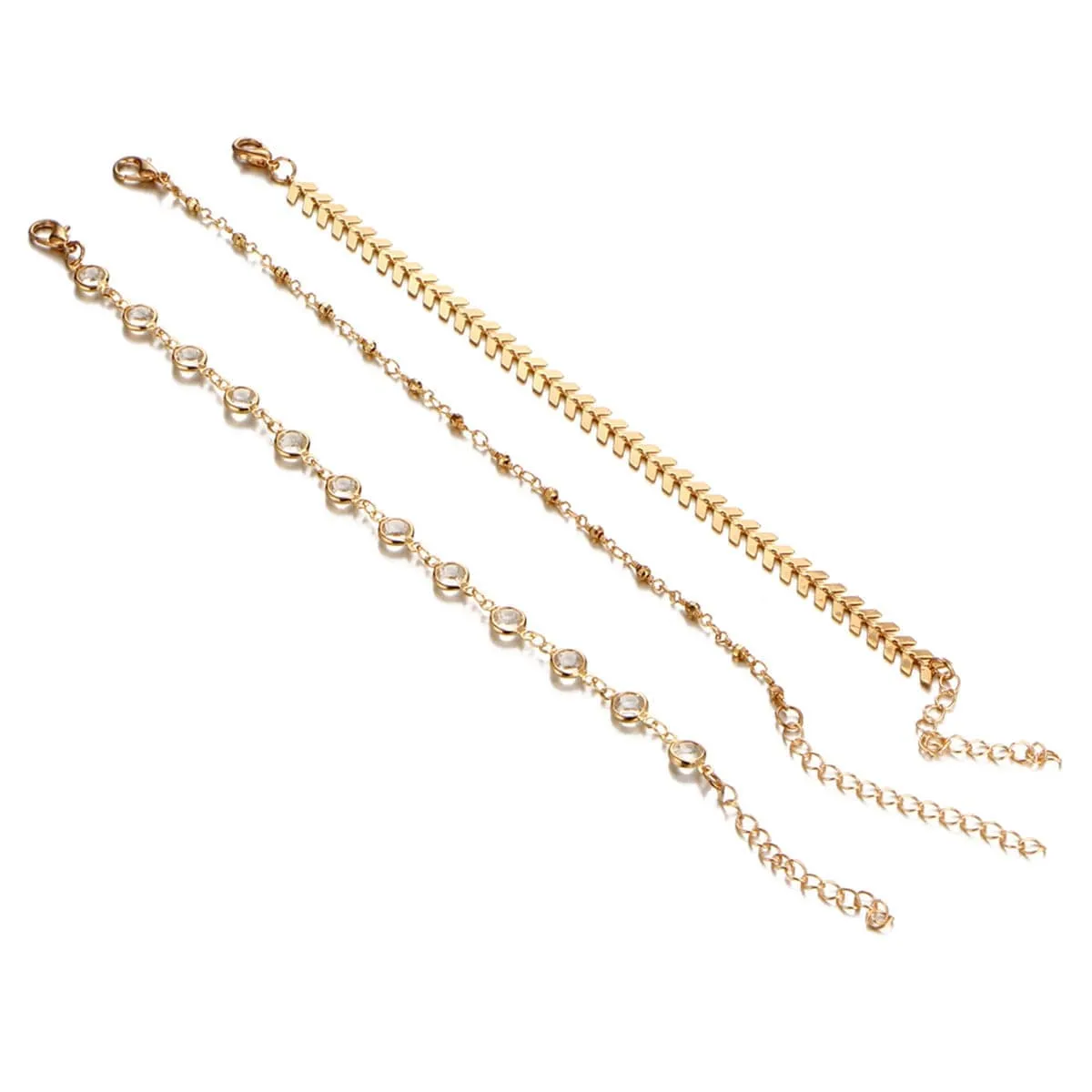 Crystal & Goldtone Station Anklet Set sold by Zulily