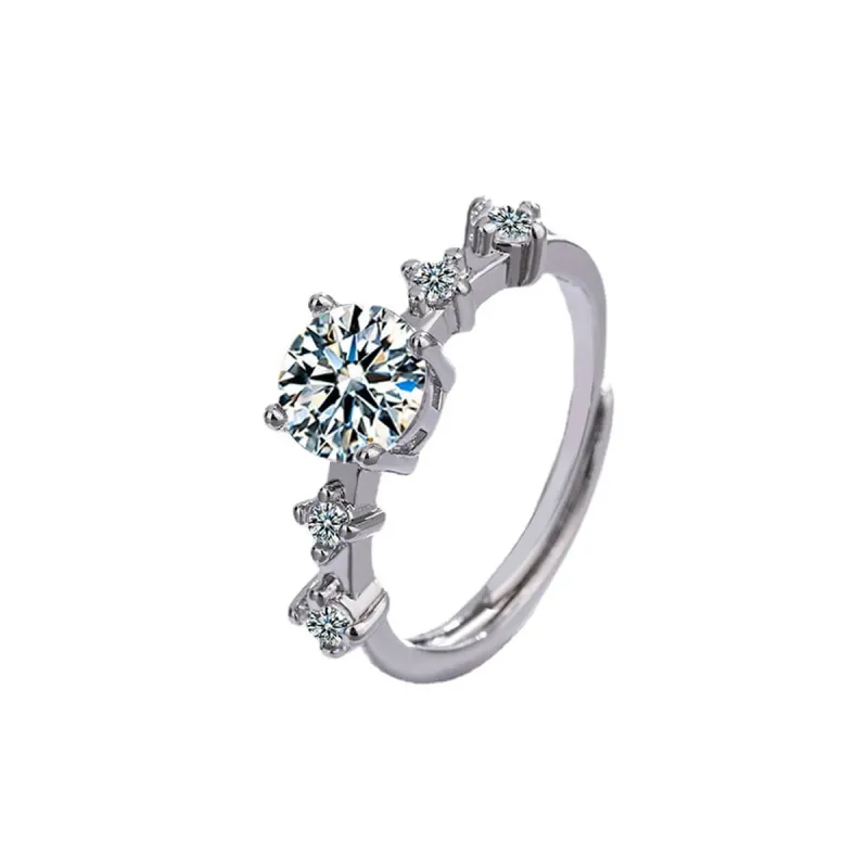 Cubic Zirconia & Silvertone Five-Stone Adjustable Cocktail Ring made by Zulily