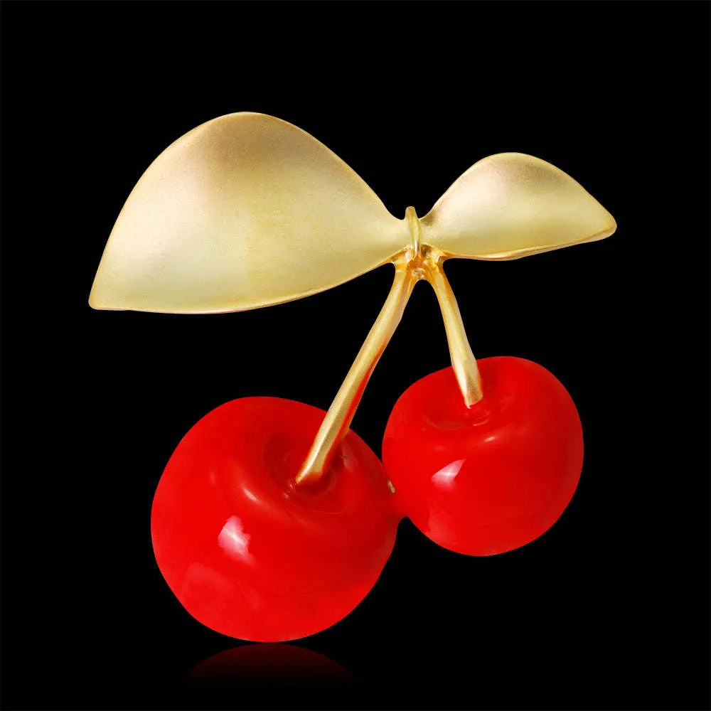 Red & Goldtone Cherry Brooch sold by Zulily product image thumbnail 2