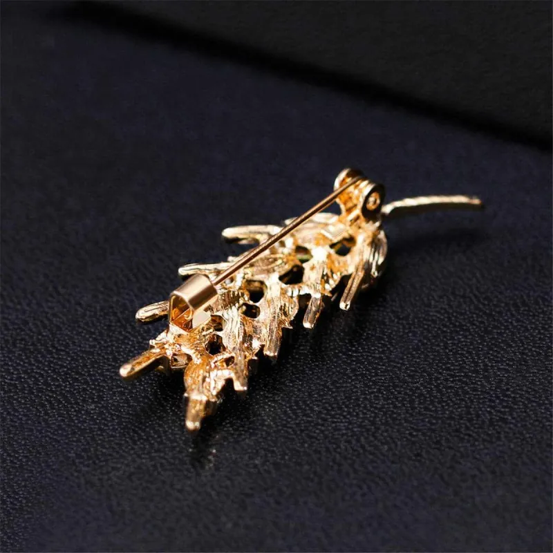 Goldtone & Golden Crystal Wheat Brooch made by Zulily