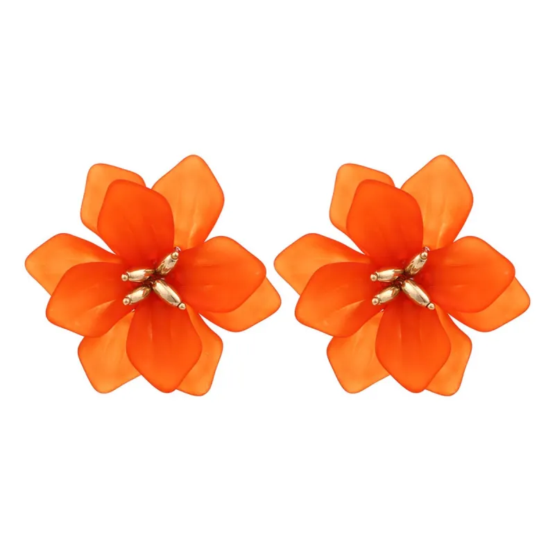Orange Acrylic & Goldtone Floral Stud Earrings made by Zulily