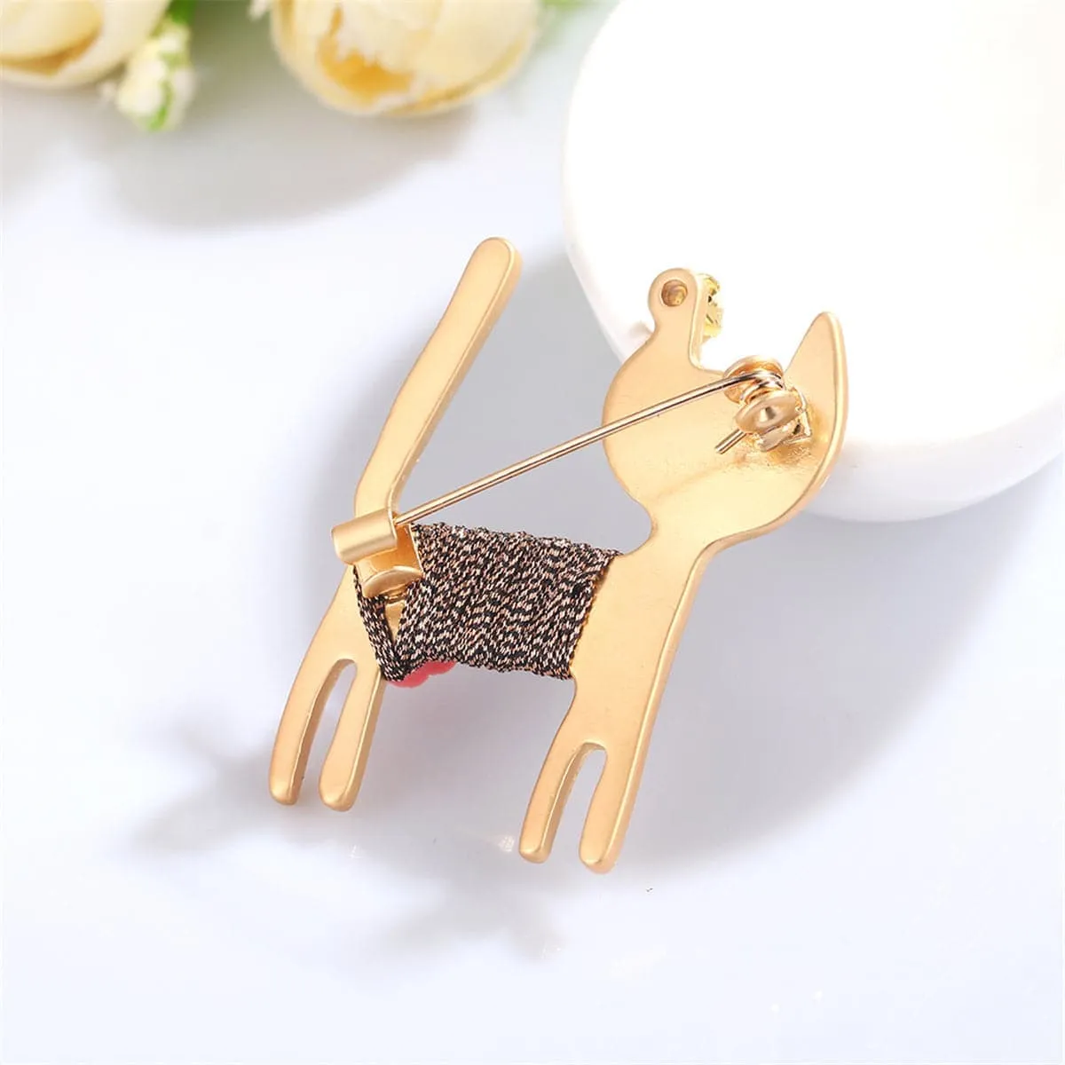 Cubic Zirconia & Resin Goldtone Cat Brooch sold by Zulily