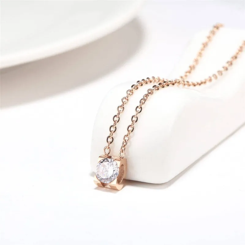 Crystal & Rose Goldtone Square Pendant Necklace made by Zulily