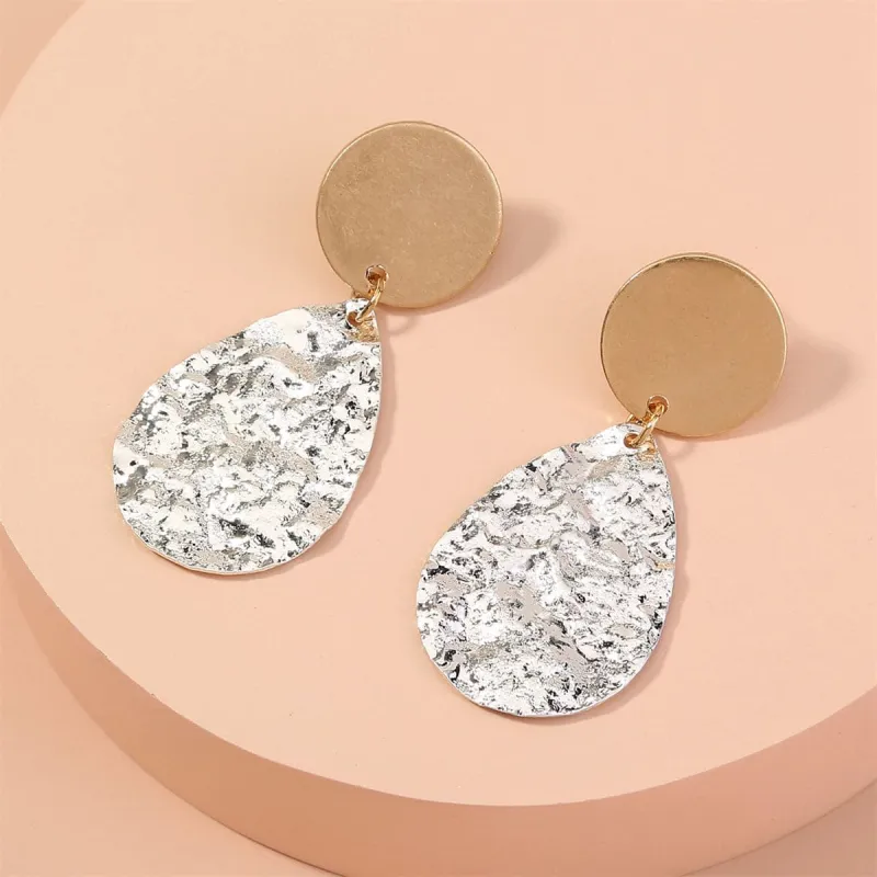 Two Tone Hammered Drop Earrings made by Zulily