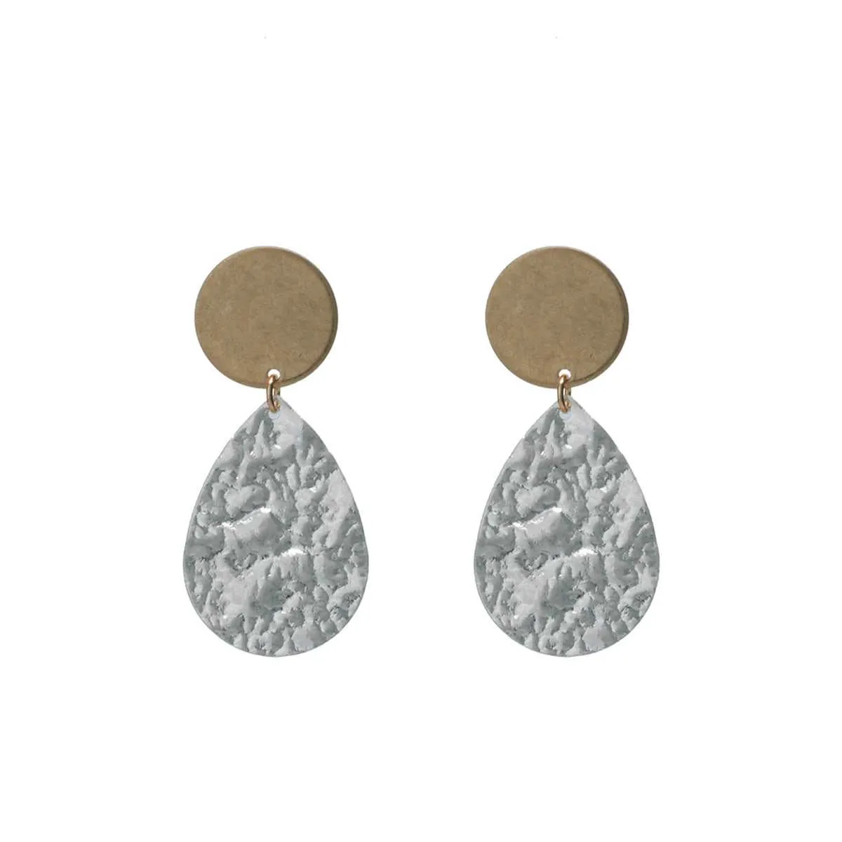 Two Tone Hammered Drop Earrings sold by Zulily product image thumbnail 2