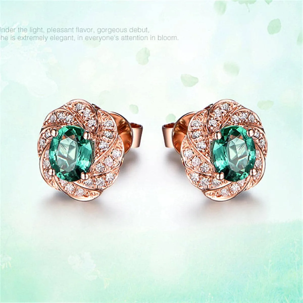 Green Crystal & Cubic Zirconia Flower Stud Earrings sold by Zulily