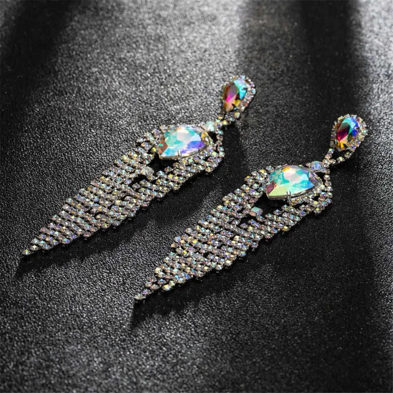 Cubic Zirconia & Crystal Pear Tassel Drop Earrings made by Zulily