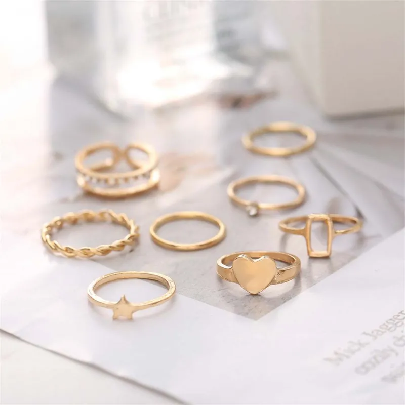 Cubic Zirconia & Goldtone Heart Star Band Ring Set made by Zulily
