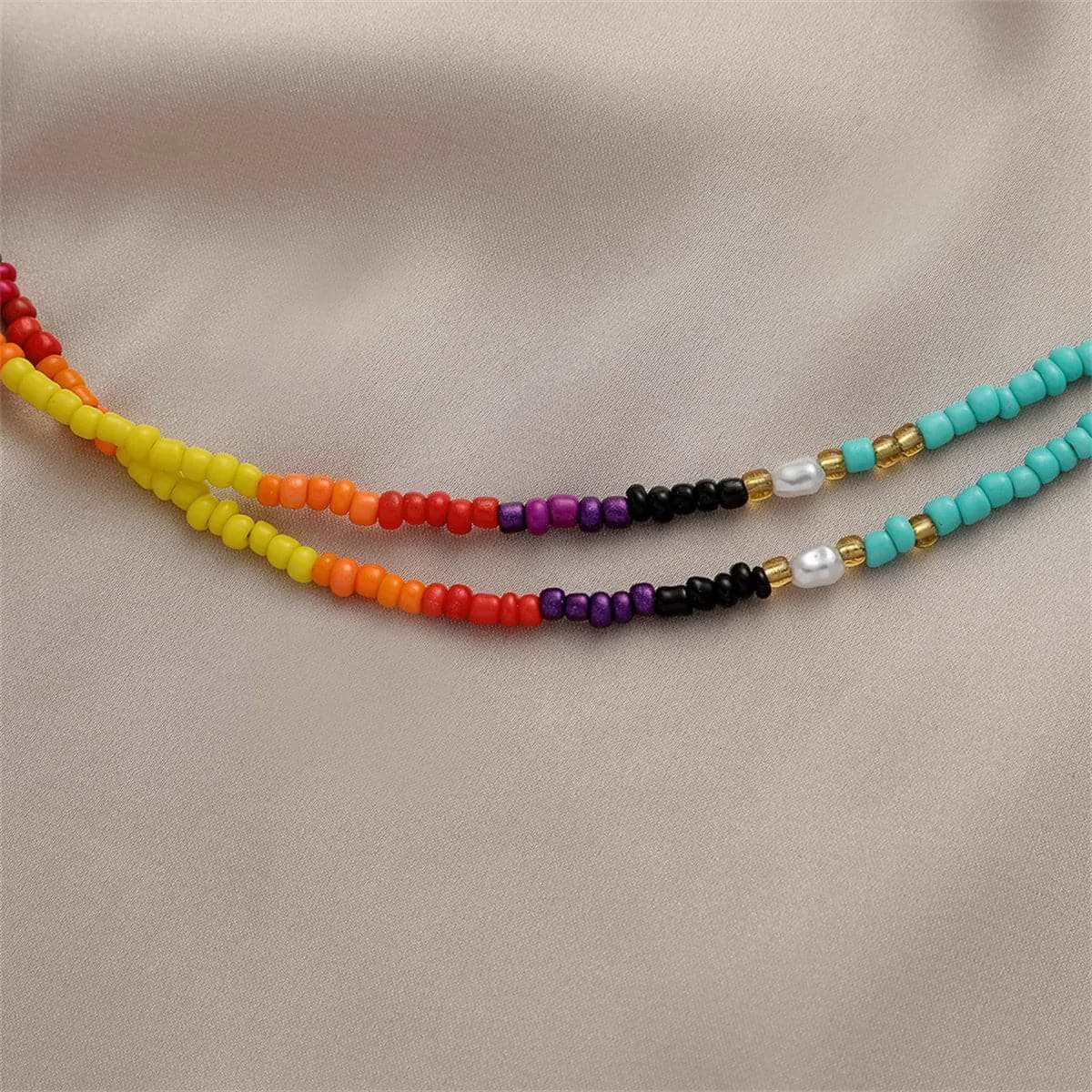 Blue Teal Howlite & Pearl Layered Choker Necklace sold by Zulily