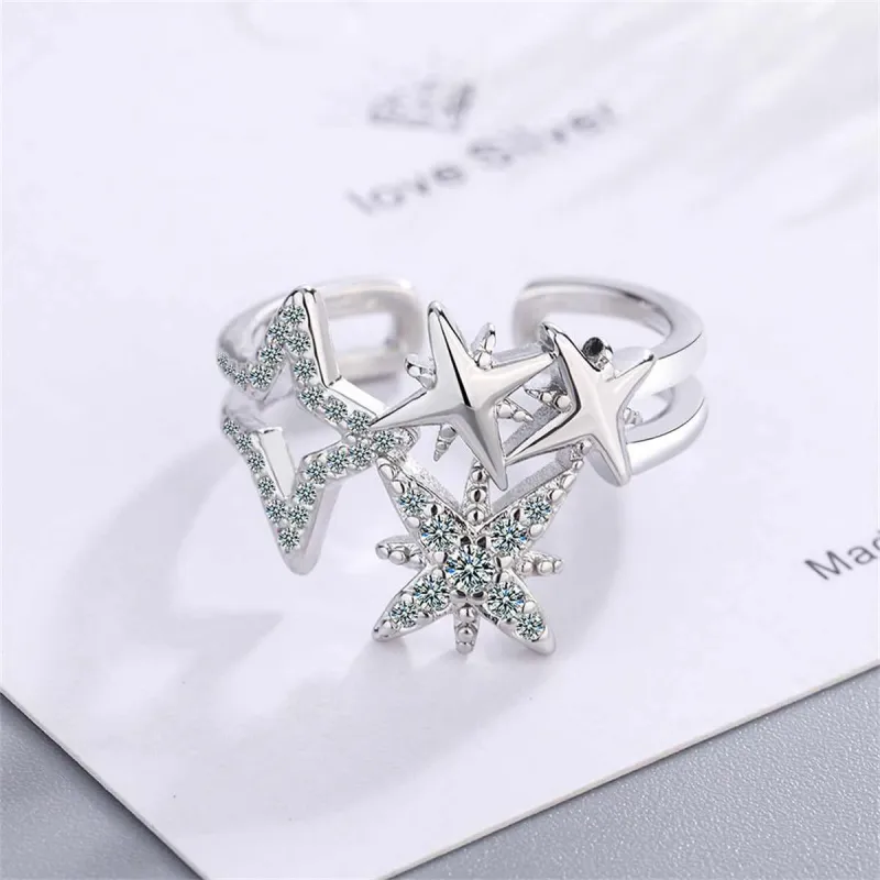 Cubic Zirconia & Silvertone Star Open Layered Ring made by Zulily