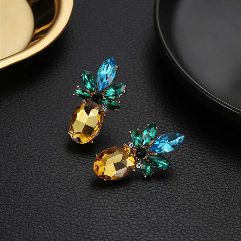 Colored Crystal & Goldtone Pineapple Drop Earrings made by Zulily