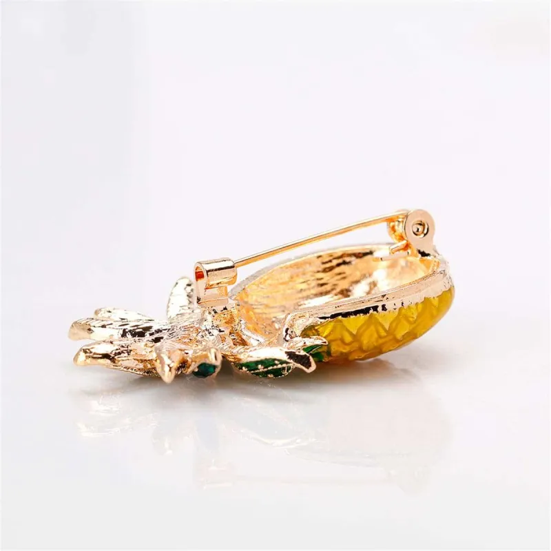 Yellow Cubic Zirconia & Goldtone Pineapple Brooch made by Zulily