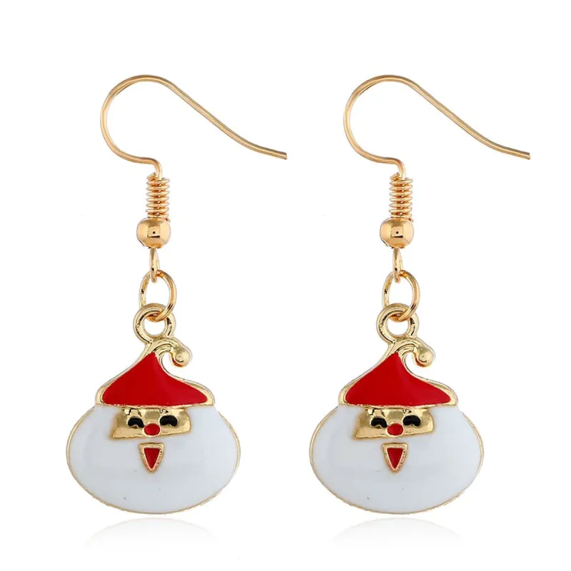 White & Goldtone Santa Claus Drop Earrings made by Zulily