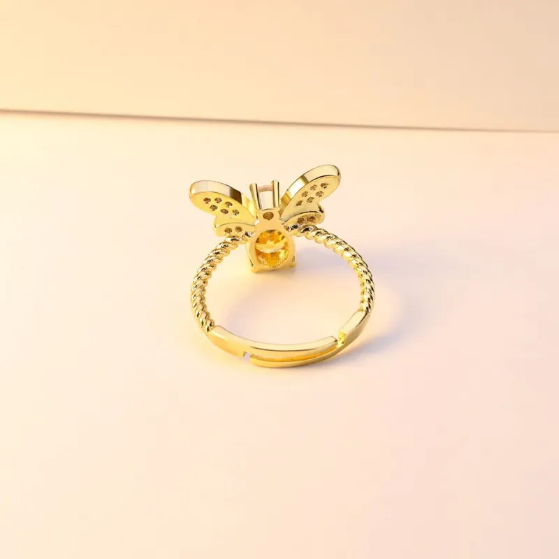 Yellow Crystal & Cubic Zirconia Bee Ring made by Zulily