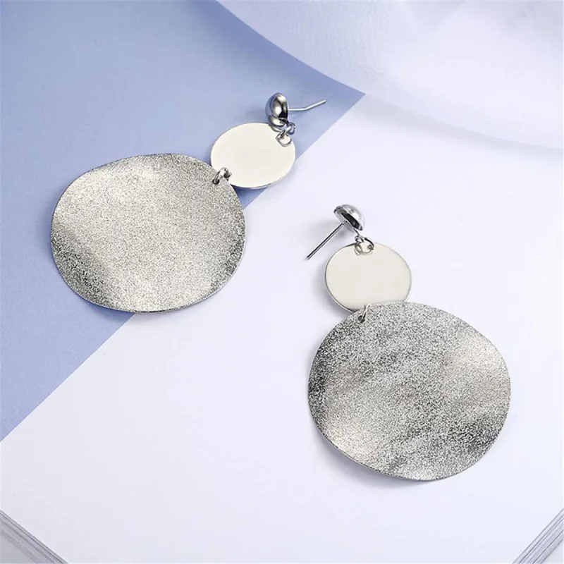 Silvertone Frosted Dual-Disk Drop Earrings made by Zulily