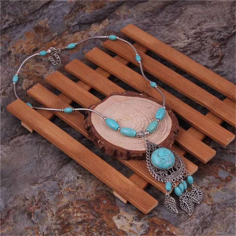Turquoise & Silvertone Tassel Pendant Necklace made by Zulily