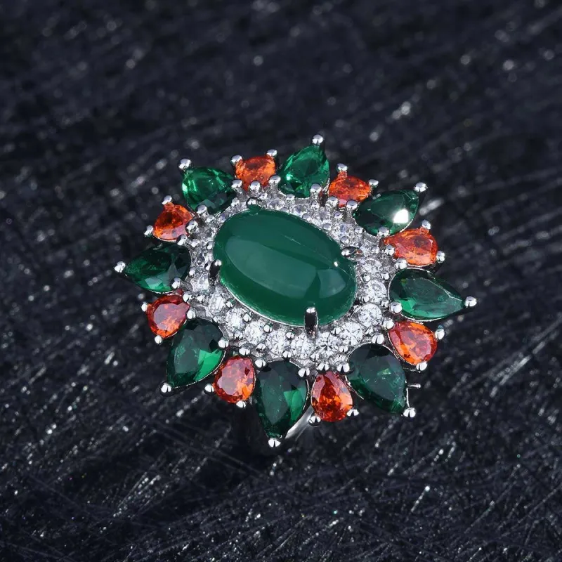Jade & Crystal Oval-Cut Cocktail Ring made by Zulily