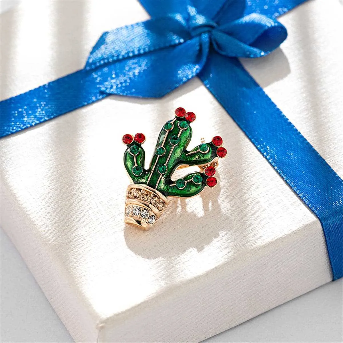 Cubic Zirconia & Goldtone Cactus Brooch sold by Zulily product image thumbnail 2